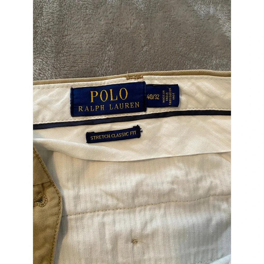 Polo Ralph Lauren Pants Sz 40/32 Tan Stretch Classic Fit Chino Business Casual